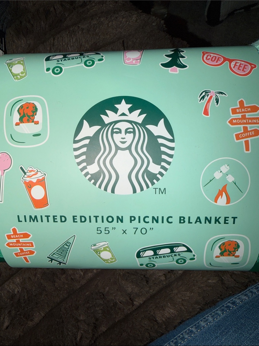 Starbucks límited edition Picnic Blanket 55x70 new